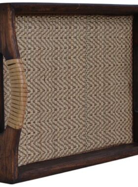 泰国草编托盘复古创意干泡客房用