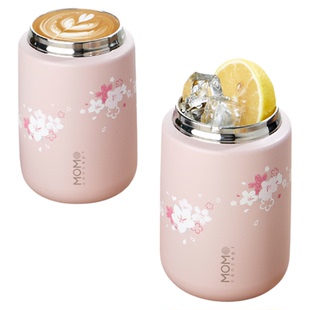 MOMO咖啡保温杯女生高颜值手提便携随行316不锈钢樱花水杯子新款