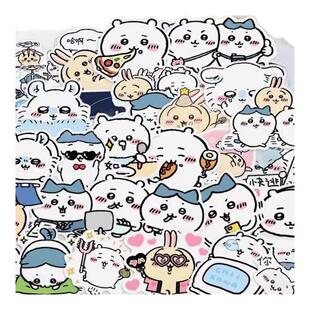 50张卡通吉伊卡哇贴纸chiikawa可爱沙雕装饰手账笔记本电脑防水贴