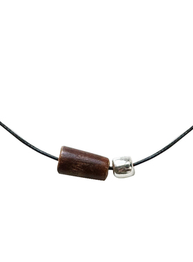 中性油蜡绳木头项链随意调节长度