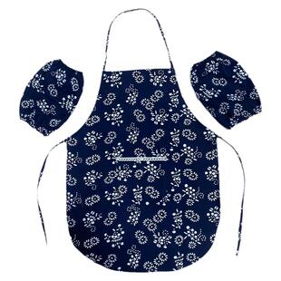 蓝印花民族风学生围裙套装中大童小学生研学采茶活动田园服饰围兜