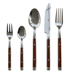 喝彩生活 永恒枫丹不锈钢刀叉勺ins仿木纹树脂手柄牛排刀甜品勺叉