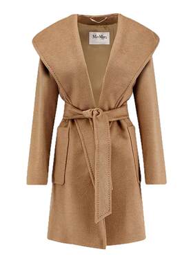 MAX MARA 女士骆驼绒系带单排扣大衣银泰百货 301574
