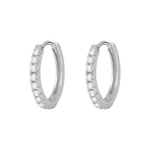 925纯银针耳饰钻石素圈耳环女高级感气质养耳洞耳钉ins风耳圈耳扣