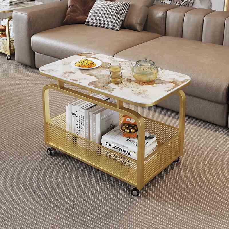 小户型高级感家用带轮可移动板沙发岩边几创意轻奢客厅小推车边几