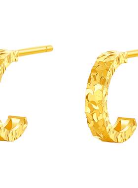 周六福黄金计价5G足金碎碎冰碎碎金耳饰职场达人系列节日礼物