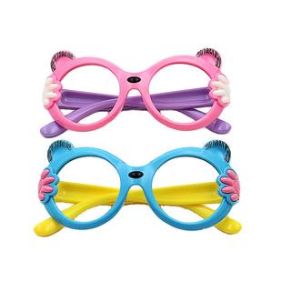 儿童硅胶眼镜框男女可爱潮公主时尚卡通装饰玩具眼镜框无镜片软腿