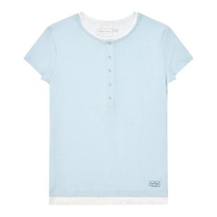 CryingCenter 三色亨利领复古美式假两件亲肤短袖tee 哭喊中心