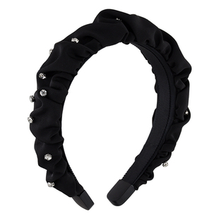 suzyacc kr法式复古重工褶皱水钻发箍2025年网红新款宽边洗脸头箍