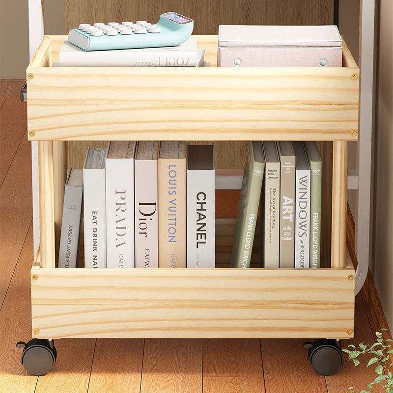 桌下书本书包收纳箱可移动滑轮书箱学生教室用桌面放书收纳盒书架