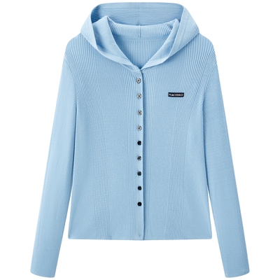 【商场同款】太平鸟26春季新款门襟排扣连帽针织开衫女A1EDG1207