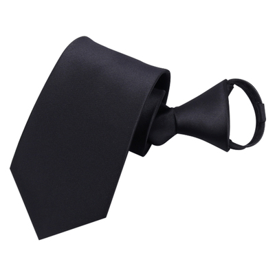 黑色免打商务男士拉链领带带带帅