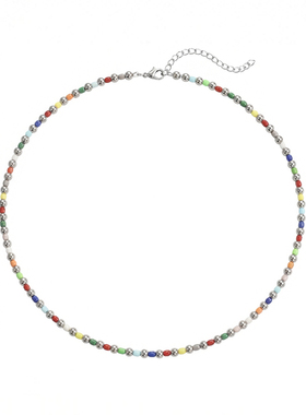 多巴胺彩色小圆珠串珠子项链男女
