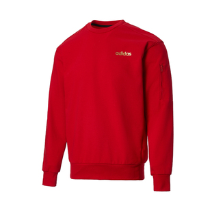 阿迪达斯短款卫衣红色本命年新年鸿运穿搭男女套头装情侣JF3224