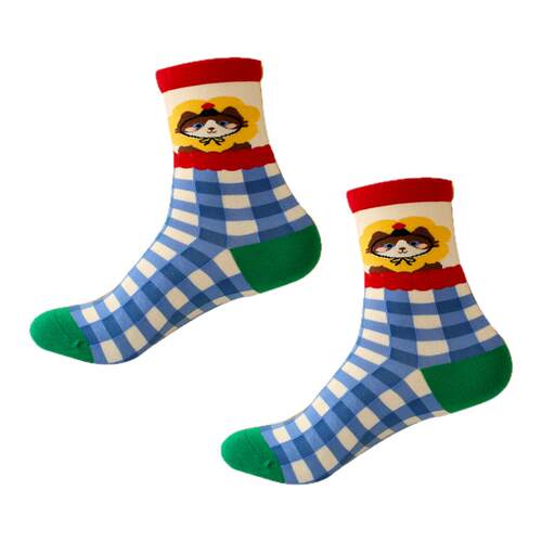 米吉诺拉 春秋无骨可爱猫咪少女巴胺学院风纯棉吸湿透气中筒袜子