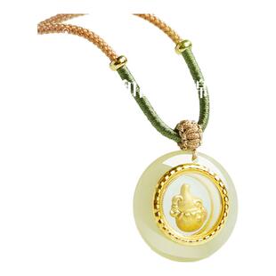 普陀山和田玉葫芦福禄吊坠女款真品玉石项链挂坠送女友生日礼物