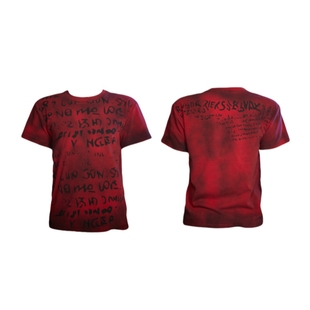 Ezwik原创黑红做旧水洗破坏脏染暗黑朋克字母印花修身短袖