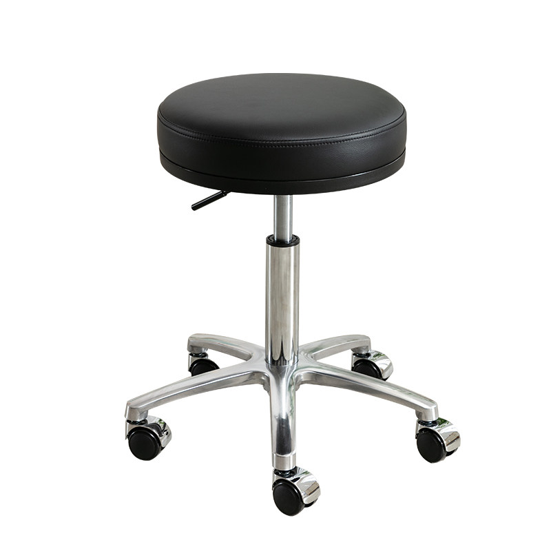 牛皮真皮美容凳子滑轮圆凳