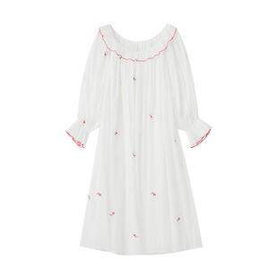 CA BRIDA嘉德丽亚推荐爆款法式复古公主甜美长袖家居满绣睡裙N104