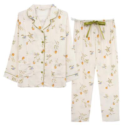 月子服双层纱布纯棉春秋家居服