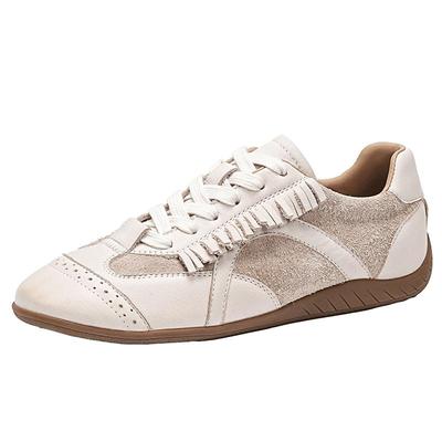 伊伴雕花布洛克平底德训鞋休闲鞋