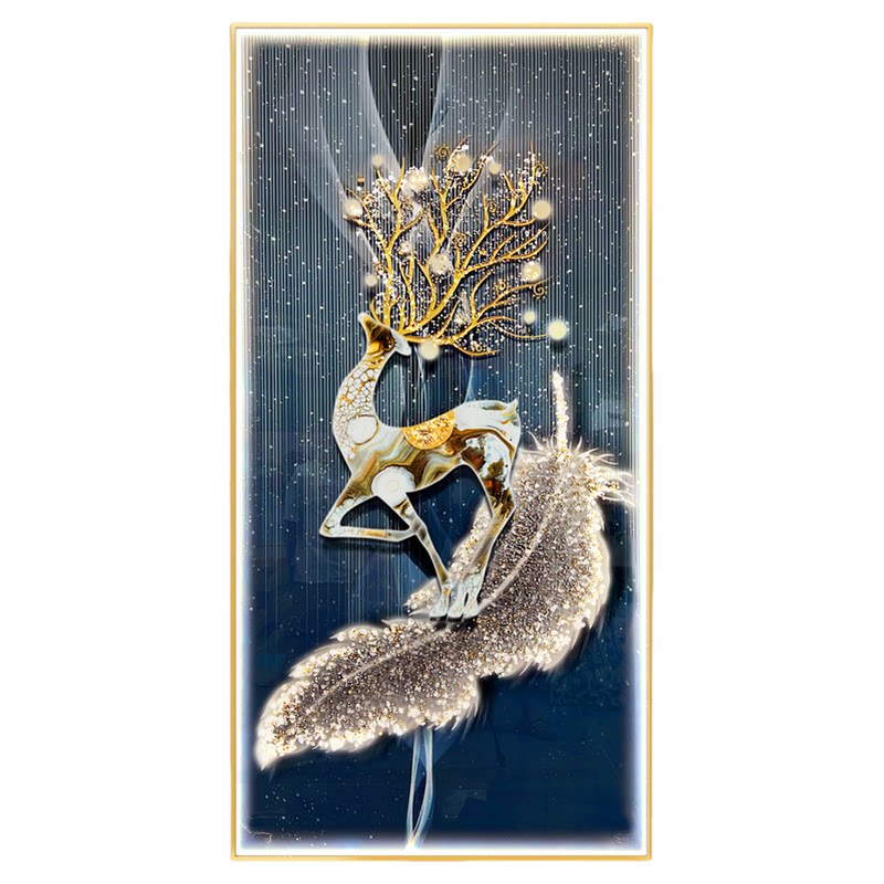 轻奢麋鹿入户玄关装饰画现代简约现代装饰画