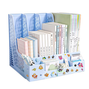 多层文件架桌面立式四联工位储物置物架加厚桌上建议书夹分隔板书托办公室用品大全批发文件栏多功能带笔筒