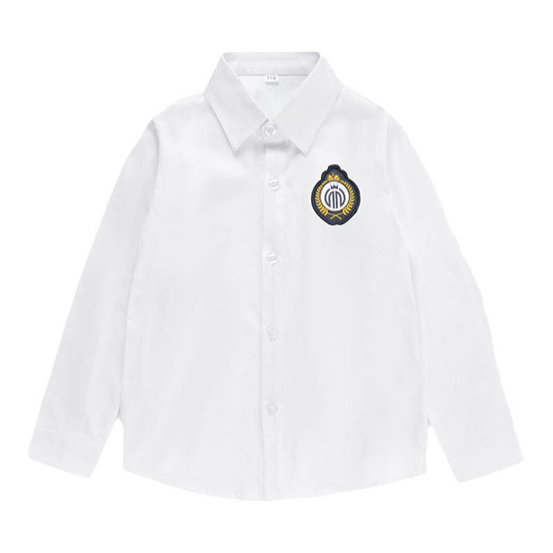 儿童白衬衫夏季男童长袖纯棉春秋小学生校服中大女童衬衣表演出服