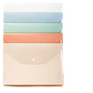 得力按扣文件袋A4半透明纽扣文件夹高颜值学生试卷资料票据归档收纳袋补习袋美术袋防水资料考试袋子办公加厚