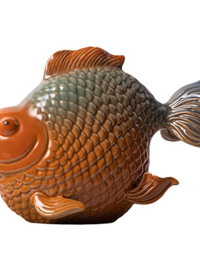 陶瓷鱼摆件一对招财家居客