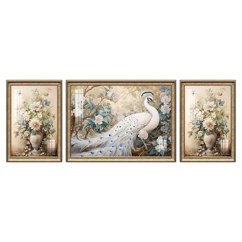 美式客厅沙发背景墙装饰画三联画