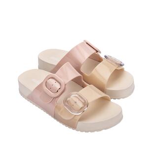 Melissa梅丽莎时尚双色拼色双根带女士椭圆扣凉鞋33913