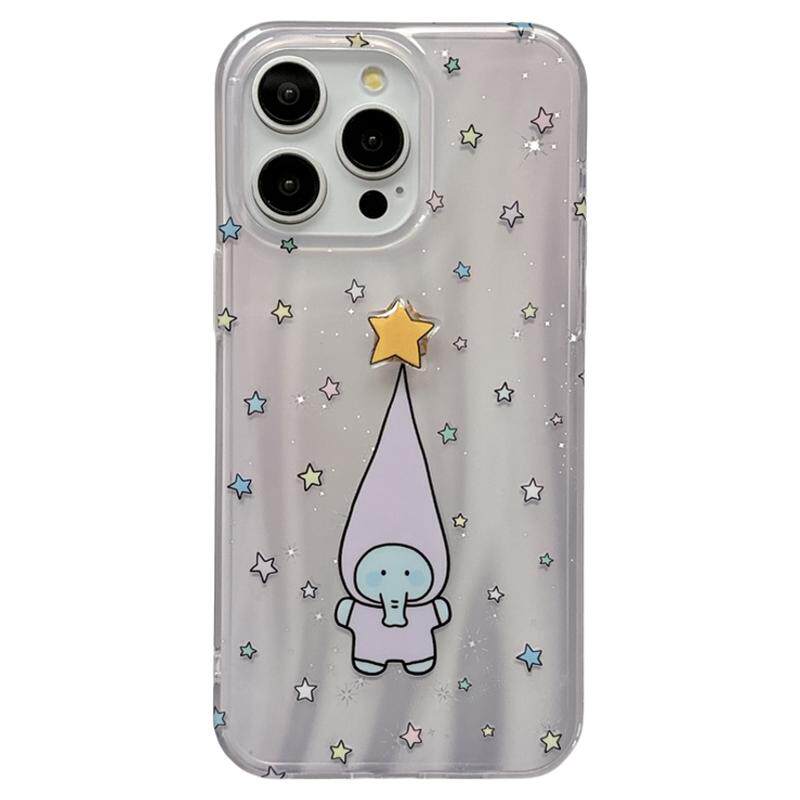 韩系ins镭射旋转星星长帽小象挂链适用苹果15手机壳iphone16ProMax新款15promax少女13可爱16pro全包14保护套