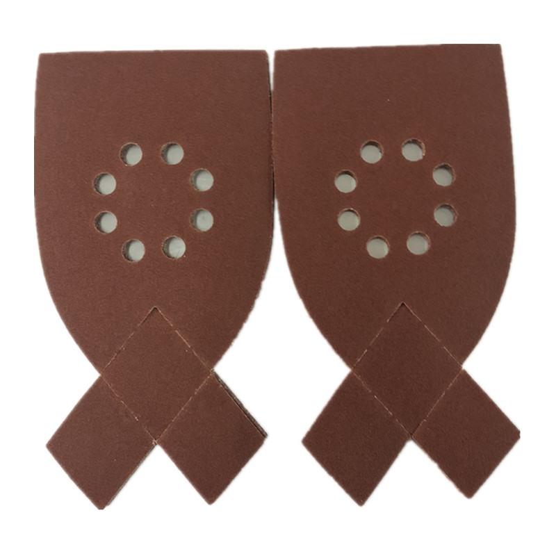 新款直销跨境电商燕尾型红色砂纸兔耳形异形砂纸175*105*8孔砂纸