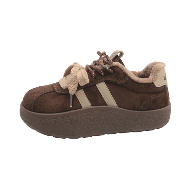 松糕百搭德训鞋女保暖棕色阿甘鞋