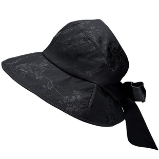 新中式国潮风花纹复古半空顶帽子女夏季遮阳防晒太阳帽大檐可折叠