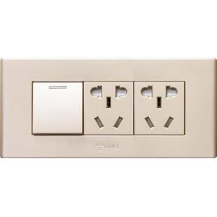 公牛开关插座118型面板家用三六九十二十五孔电源一二三四开金色