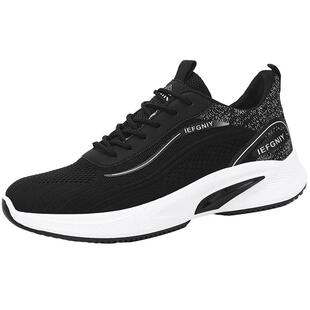 男鞋2026新款春季网面透气上班跑步鞋男士休闲防臭轻便黑色运动鞋