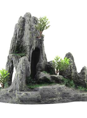 假山摆件套餐金鱼缸鱼大型水族箱