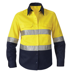 纯棉反光衬衫工作服男长袖道路煤矿工装井下车间工地耐磨安全服