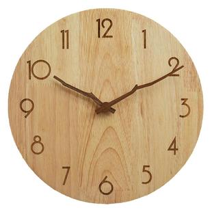 北欧风实木挂钟客厅卧室家用简约装饰静音墙表轻奢创意个性免打孔