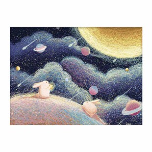 3D-JP平面塑料拼图300片可爱插画情侣礼物魔幻阔落望明月H2405