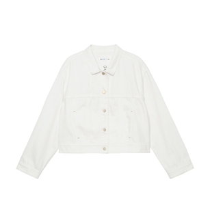 素然klee klee 春夏女士经典利落廓形环保棉白色牛仔短外套夹克