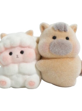 十二生肖马羊情侣植绒贴贴摆件磁吸公仔桌面中控台车载装饰礼物