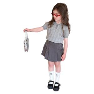 女童POLO衫2025夏款洋气韩版糖果色针织上衣百搭儿童休闲短袖T恤