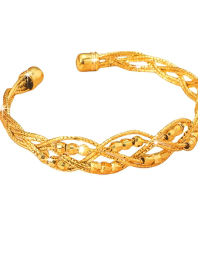 沙金爆闪镀24k女士开口手镯