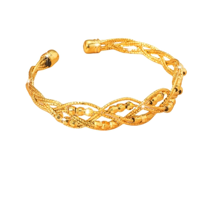 沙金爆闪镀24k女士开口手镯