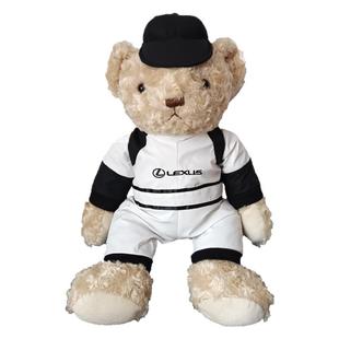 雷克萨斯小熊公仔汽车玩偶皮衣赛车熊毛绒玩具4s店礼品娃娃摆件