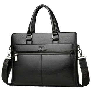 萨奇袋鼠男包真皮手提包新款商务休闲公文包大容量单肩手拿斜挎包