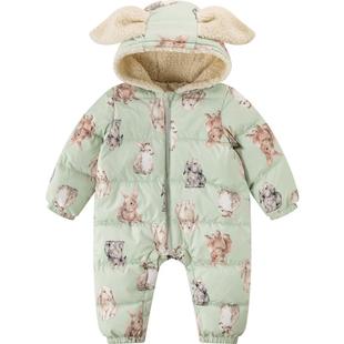 aqpa爱帕婴儿连体羽绒服冬季保暖加厚小月龄新生儿宝宝衣服外出服